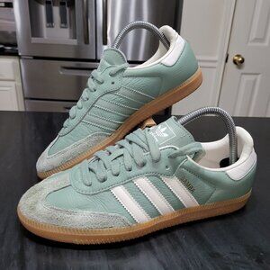 Adidas Samba Women's Size 7.5 OG Originals Silver Green Chalk White Sneakers